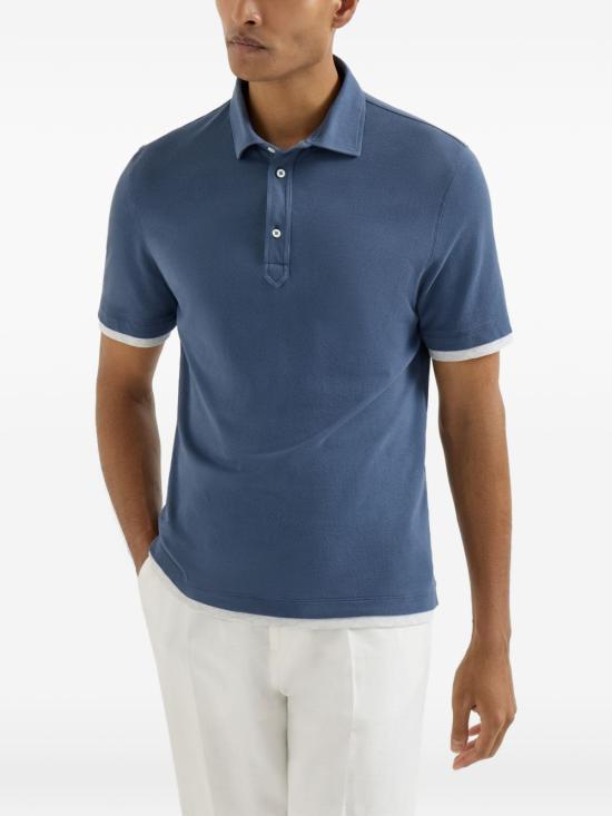 26SS 브루넬로 쿠치넬리 폴로 티셔츠 ME8543966 CBL48 Azzurro - BRUNELLO CUCINELLI