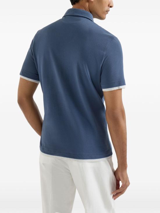 26SS 브루넬로 쿠치넬리 폴로 티셔츠 ME8543966 CBL48 Azzurro - BRUNELLO CUCINELLI