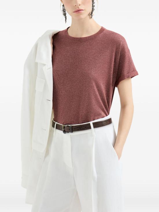 26SS 브루넬로 쿠치넬리 스파클링 캐시미어 실크 니트 티셔츠 M41810000 C4182 Marrone - BRUNELLO CUCINELLI