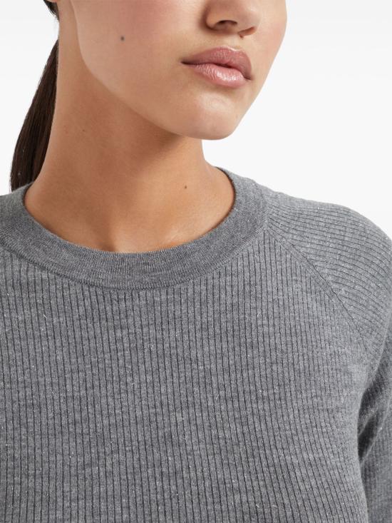 26SS 브루넬로 쿠치넬리 라이트 스파클링 캐시미어 립 스웨터 M9A822200 C079 Grigio scuro - BRUNELLO CUCINELLI