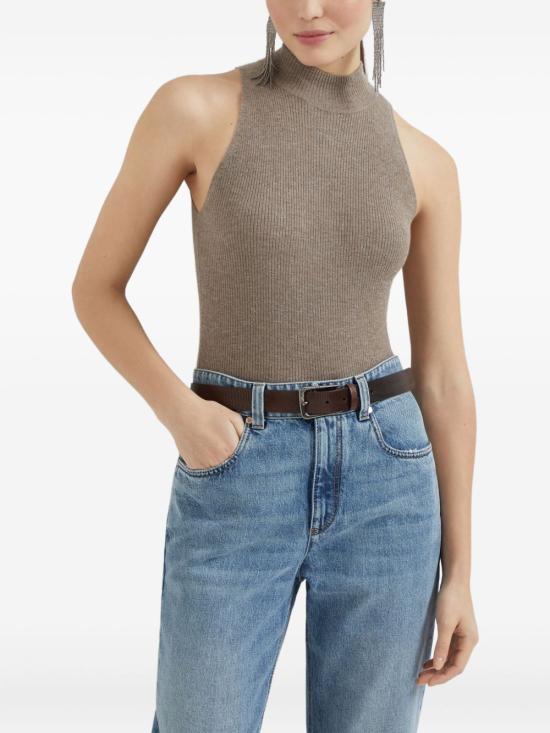 26SS 브루넬로 쿠치넬리 민소매 티셔츠 M9A822204 C4179 Marrone - BRUNELLO CUCINELLI