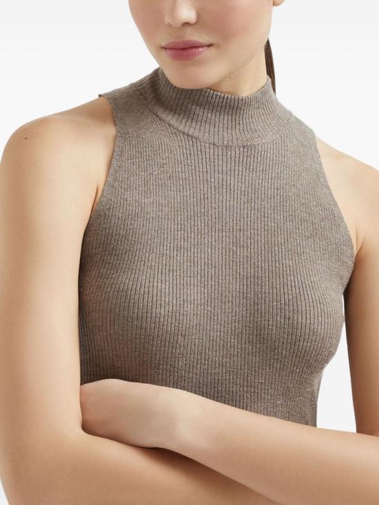 26SS 브루넬로 쿠치넬리 민소매 티셔츠 M9A822204 C4179 Marrone - BRUNELLO CUCINELLI