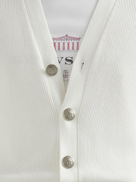 26SS 브루넬로 쿠치넬리 잉글리시 립 가디건 M29400116 CO312 Bianco - BRUNELLO CUCINELLI