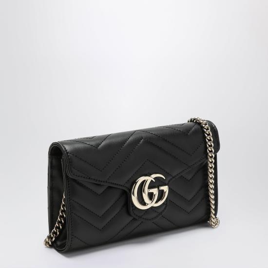 26SS 구찌 GG 마몽 체인 월렛 837745AAET8 Black - GUCCI