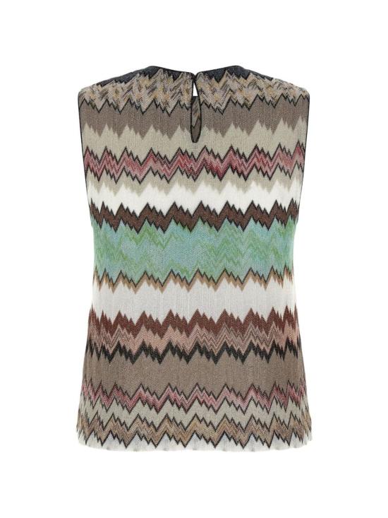  미소니 블라우스 미쏘니 비스코스 메탈 탑 화이트 - MISSONI