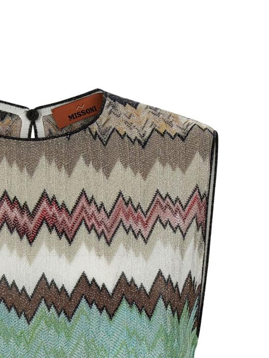  미소니 블라우스 미쏘니 비스코스 메탈 탑 화이트 - MISSONI