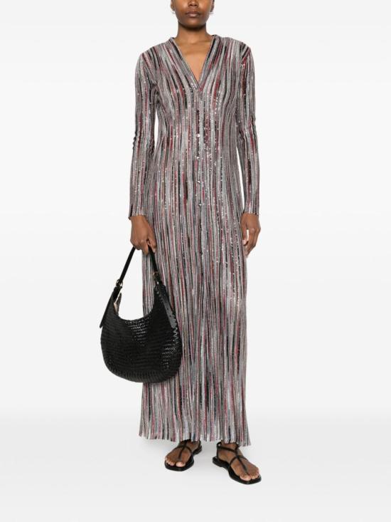  미소니 스웨터 미쏘니 스트라이프 브이넥 버튼  브라운 - MISSONI