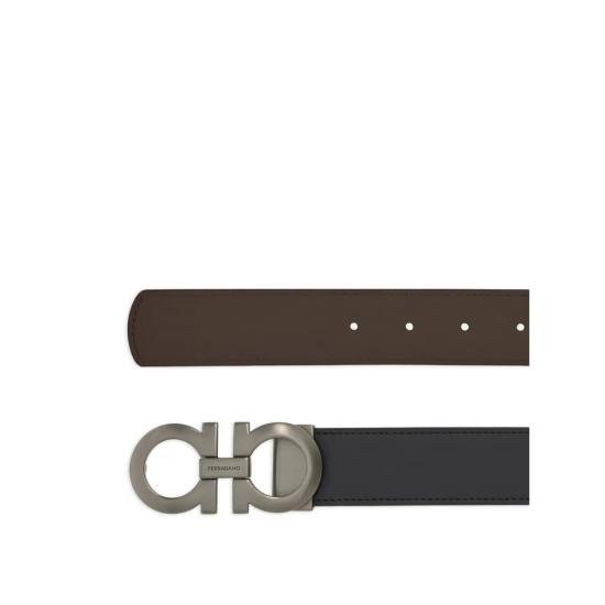 26FW 살바토레 페라가모 간치니 레더 벨트 675542 0464231 NERHI BLACK BROWN - SALVATORE FERRAGAMO