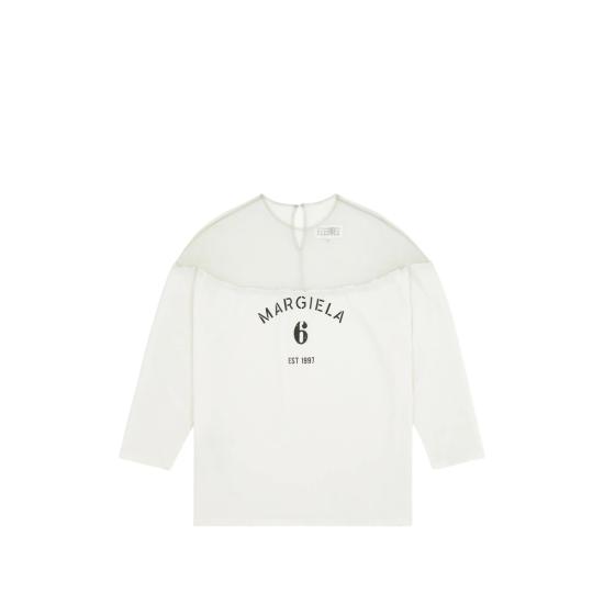 26SS MM6 메종마르지엘라 긴팔 티셔츠 M20108 S62GD0213 101 WHITE