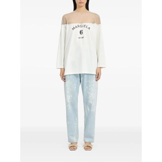 26SS MM6 메종마르지엘라 긴팔 티셔츠 M20108 S62GD0213 101 WHITE - MM6 MAISON MARGIELA