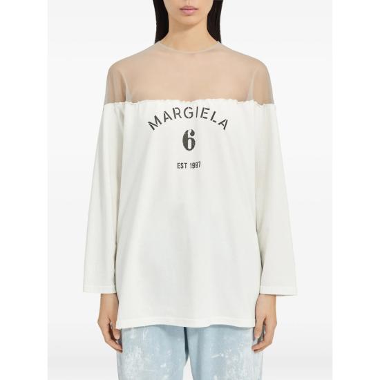 26SS MM6 메종마르지엘라 긴팔 티셔츠 M20108 S62GD0213 101 WHITE - MM6 MAISON MARGIELA