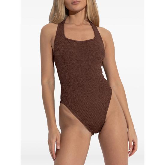 26SS 훈자 지 원피스 수영복 S SANDY CR METCRINKLE MCOCO BROWN