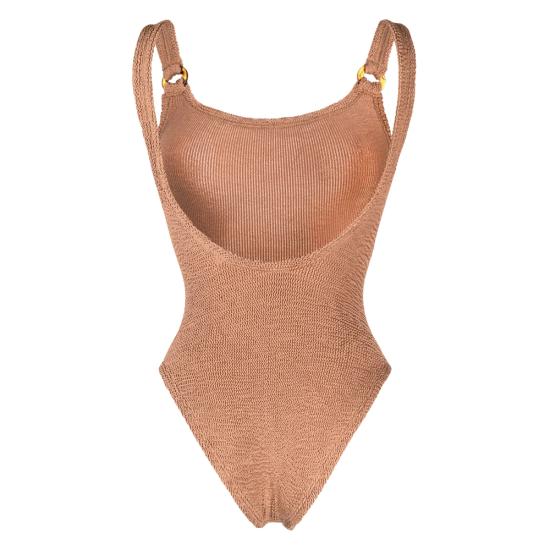 26SS 훈자 지 원피스 수영복 S DOMINO CR METCRINKLE MCOCO BROWN - HUNZA G