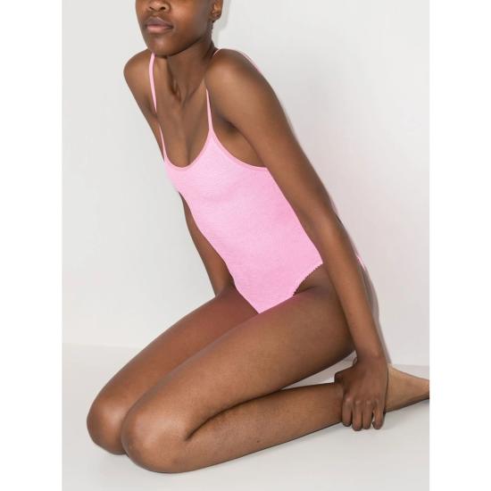 26SS 훈자 지 원피스 수영복 S PAMELA CR CRINKLE BUBBL PINK - HUNZA G