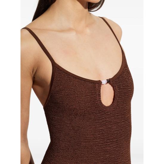 26SS 훈자 지 원피스 수영복 S MIA BDD METCRINKLE MCHOC BROWN - HUNZA G