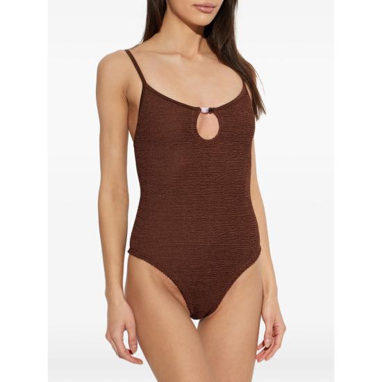 26SS 훈자 지 원피스 수영복 S MIA BDD METCRINKLE MCHOC BROWN - HUNZA G
