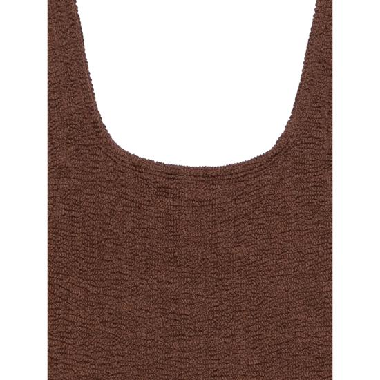 26SS 훈자 지 원피스 수영복 S CO SQUARE CR METCRINKLE MCHOC BROWN - HUNZA G