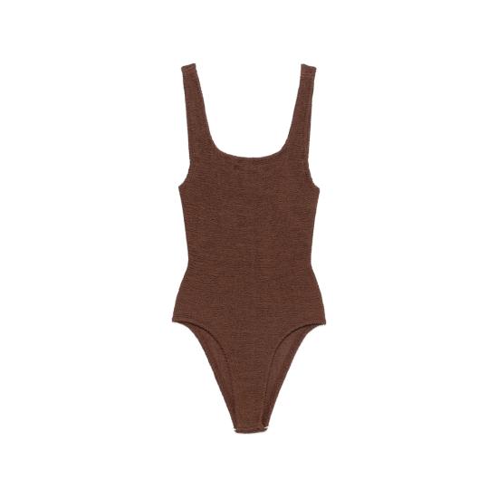 26SS 훈자 지 원피스 수영복 S CO SQUARE CR METCRINKLE MCHOC BROWN