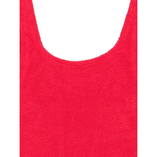 26SS 훈자 지 원피스 수영복 S CO SQUARE CR METCRINKLE RED - HUNZA G