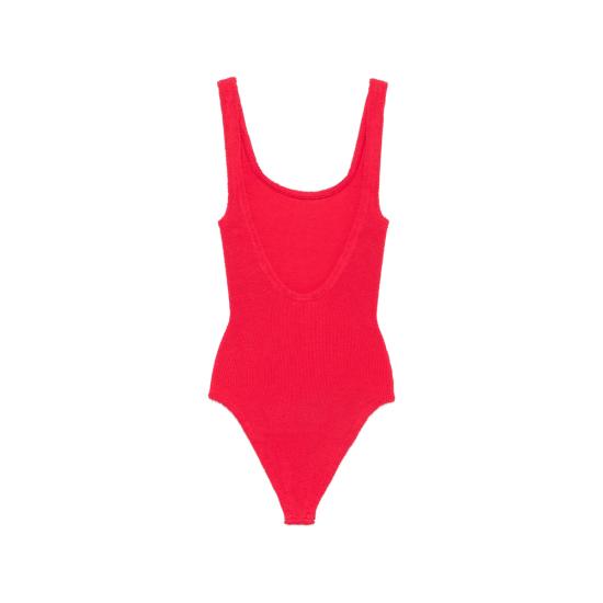 26SS 훈자 지 원피스 수영복 S CO SQUARE CR METCRINKLE RED - HUNZA G