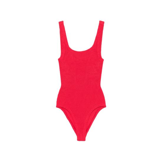 26SS 훈자 지 원피스 수영복 S CO SQUARE CR METCRINKLE RED