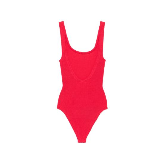 26SS 훈자 지 원피스 수영복 S CO SQUARE CR METCRINKLE RED - HUNZA G