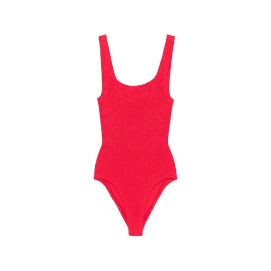 26SS 훈자 지 원피스 수영복 S CO SQUARE CR METCRINKLE RED