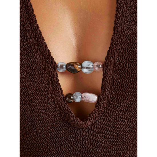 26SS 훈자 지 원피스 수영복 S ADRIANA BDD METCRINKLE MCHOC BROWN - HUNZA G