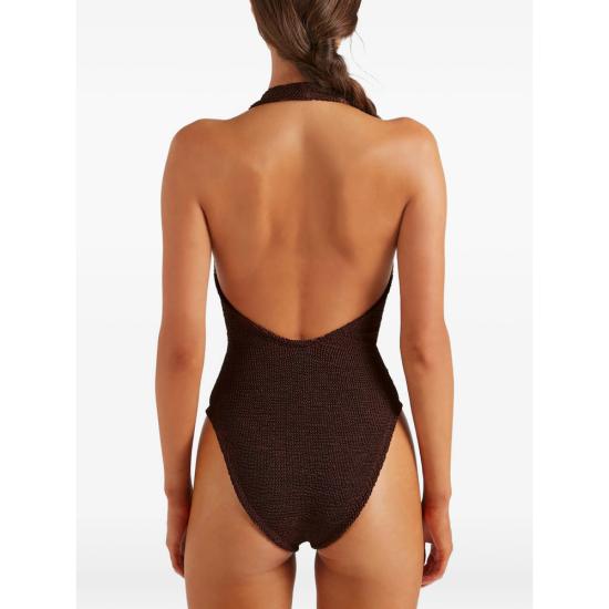 26SS 훈자 지 원피스 수영복 S ADRIANA BDD METCRINKLE MCHOC BROWN - HUNZA G