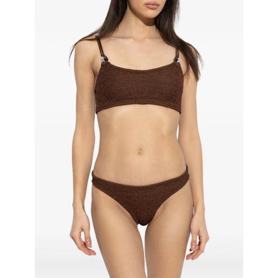 26SS 훈자 지 비키니 수영복 B CASSIE BDD METCRINKLE MCHOC BROWN - HUNZA G