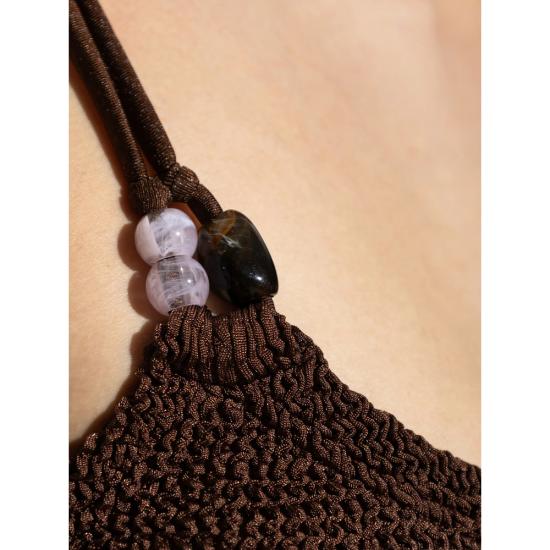 26SS 훈자 지 비키니 수영복 B CASSIE BDD METCRINKLE MCHOC BROWN - HUNZA G