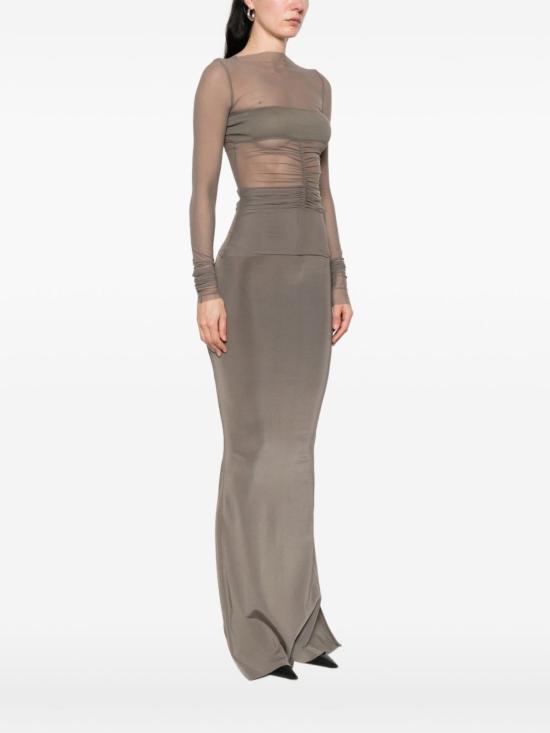  릭 오웬스 긴팔 티셔츠 러플 긴팔 상의 (그레이) - RICK OWENS