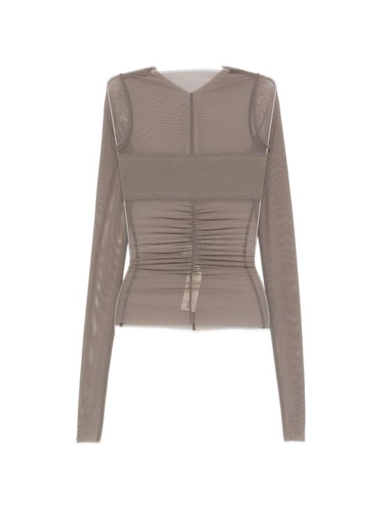  릭 오웬스 긴팔 티셔츠 러플 긴팔 상의 (그레이)