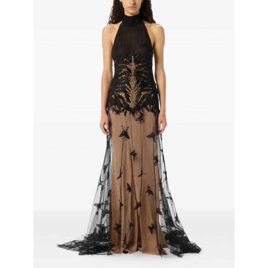 26SS 블루마린 롱 원피스 4A430A F0990 BLACK NEUTRALS - BLUMARINE