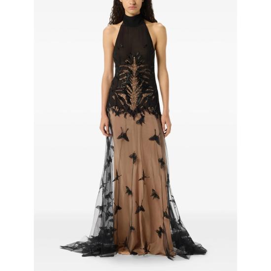 26SS 블루마린 롱 원피스 4A430A F0990 BLACK NEUTRALS - BLUMARINE
