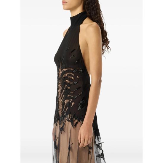26SS 블루마린 롱 원피스 4A430A F0990 BLACK NEUTRALS - BLUMARINE