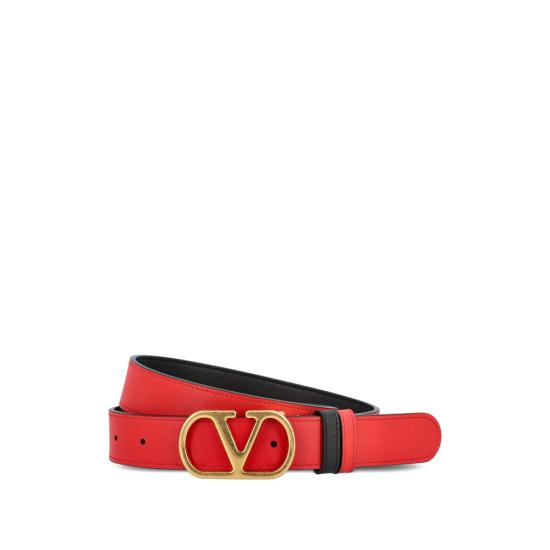 26SS 발렌티노 가라바니 레귤러 벨트 8W0T0SQ3IYR 0SM BLACK RED - VALENTINO GARAVANI
