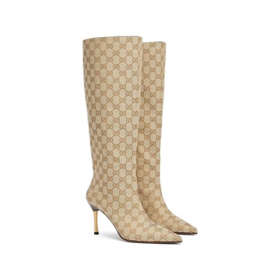 26SS 구찌 GG 캔버스 밤쉘 부츠 865623 FAFWD 9611 NEUTRALS BROWN - GUCCI