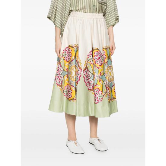 26SS 라 더블제이 롱 스커트 SKI0199 COT094FLO0 PI03 NEUTRALS GREEN - LA DOUBLEJ