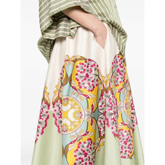 26SS 라 더블제이 롱 스커트 SKI0199 COT094FLO0 PI03 NEUTRALS GREEN - LA DOUBLEJ