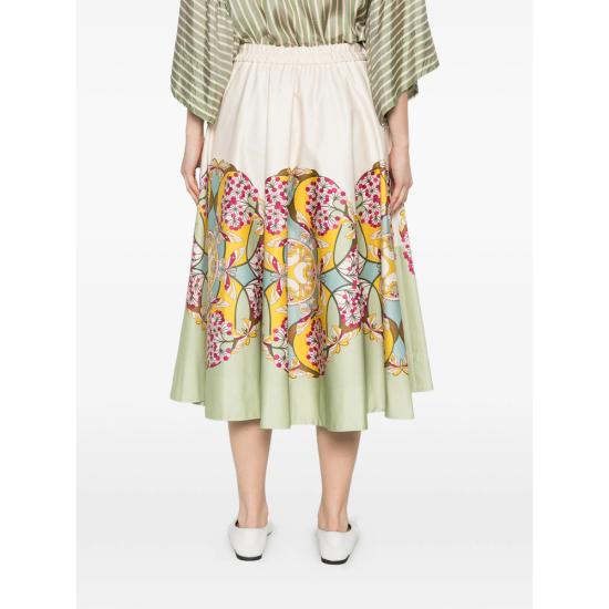 26SS 라 더블제이 롱 스커트 SKI0199 COT094FLO0 PI03 NEUTRALS GREEN - LA DOUBLEJ