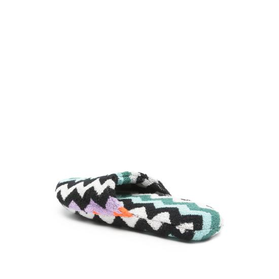 26SS 미쏘니 홈 뮬/슬리퍼 1E3OG00004 100 GREEN WHITE - MISSONI HOME