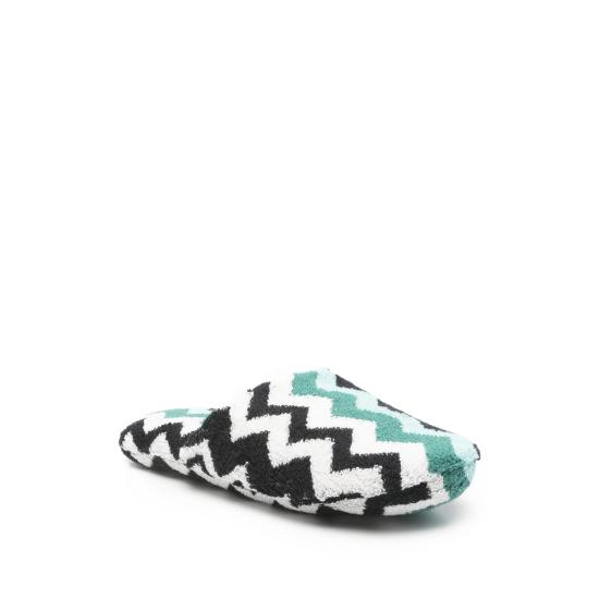 26SS 미쏘니 홈 뮬/슬리퍼 1E3OG00004 100 GREEN WHITE - MISSONI HOME