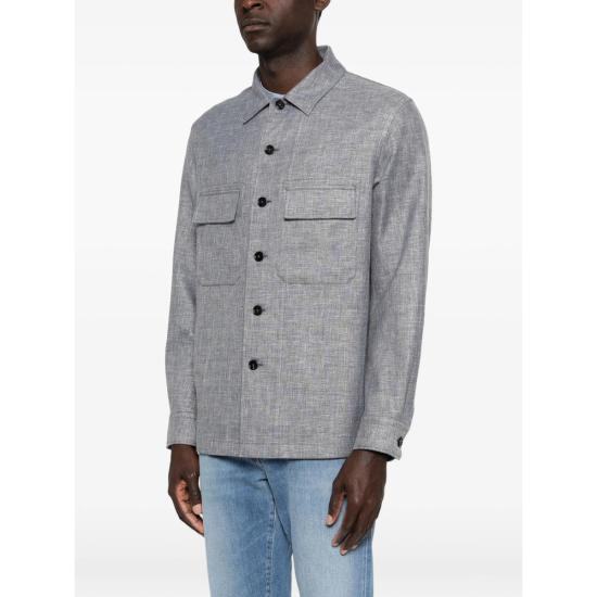 26SS 에르메네질도제냐 긴팔 셔츠 RUHV22A3 SOT6B B07G BLUE - ERMENEGILDO ZEGNA