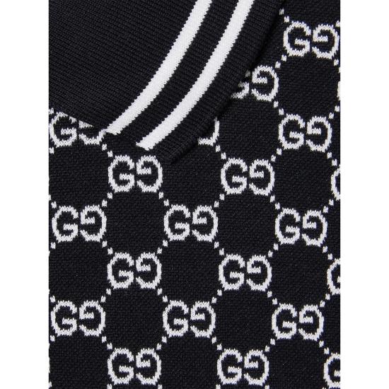 26SS 구찌 코튼 피케 자카드 폴로 셔츠 788024 XJHH7 4137 BLACK WHITE - GUCCI