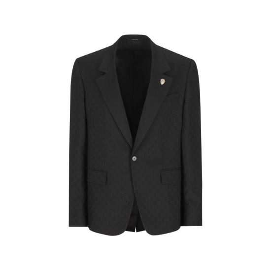 26SS 구찌 싱글 브레스트 GG 울 재킷 864110 ZAUP1 1000 BLACK