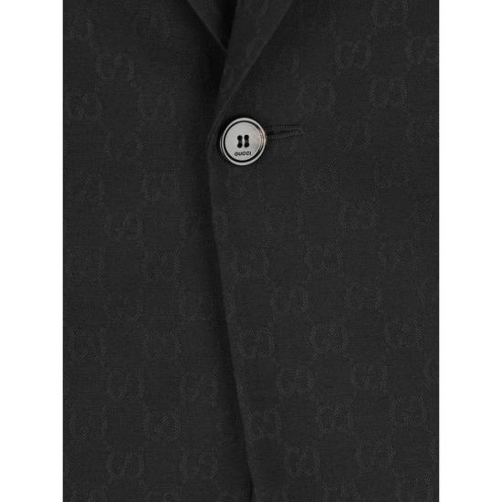 26SS 구찌 싱글 브레스트 GG 울 재킷 864110 ZAUP1 1000 BLACK - GUCCI