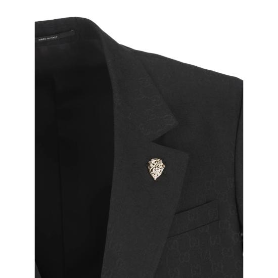 26SS 구찌 싱글 브레스트 GG 울 재킷 864110 ZAUP1 1000 BLACK - GUCCI