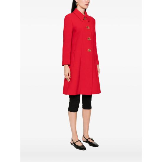 26SS 구찌 더블 G 버튼 울 나떼 코트 860471 ZHW10 6544 RED - GUCCI