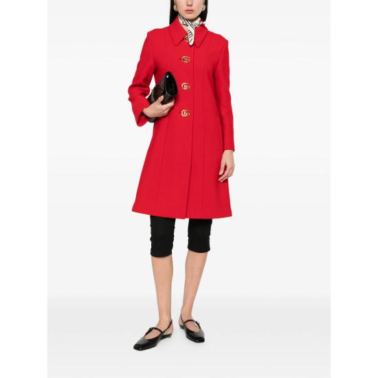 26SS 구찌 더블 G 버튼 울 나떼 코트 860471 ZHW10 6544 RED - GUCCI